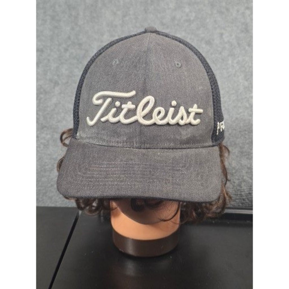 Titleist Mens Grey Black Mesh Trucker Hat Pro V1 FJ Golf Snapback Cap One Size